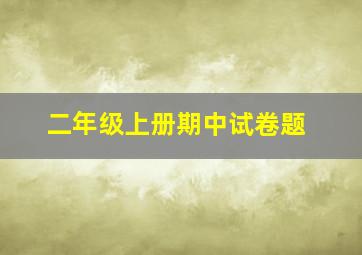 二年级上册期中试卷题