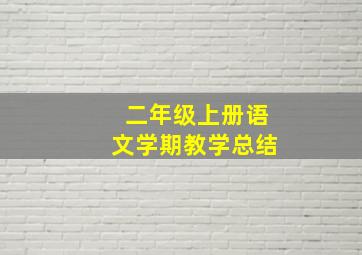 二年级上册语文学期教学总结