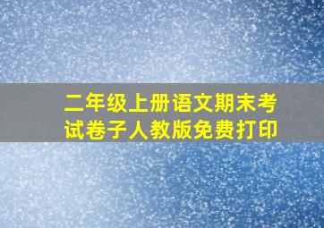 二年级上册语文期末考试卷子人教版免费打印