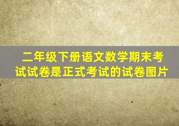 二年级下册语文数学期末考试试卷是正式考试的试卷图片