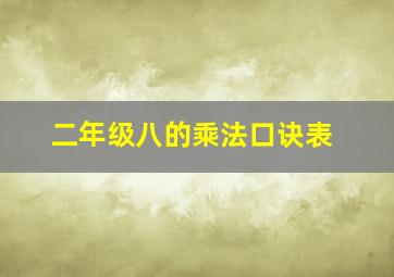 二年级八的乘法口诀表