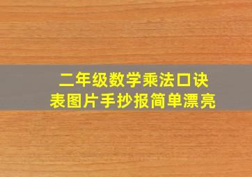 二年级数学乘法口诀表图片手抄报简单漂亮