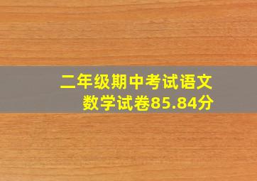 二年级期中考试语文数学试卷85.84分