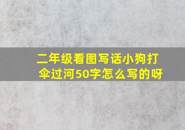 二年级看图写话小狗打伞过河50字怎么写的呀