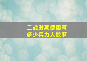 二战时期德国有多少兵力人数啊