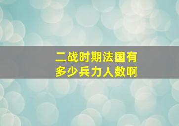 二战时期法国有多少兵力人数啊