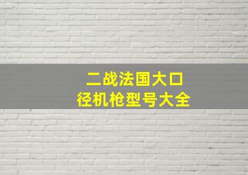 二战法国大口径机枪型号大全