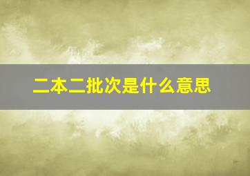 二本二批次是什么意思