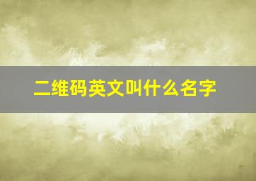 二维码英文叫什么名字