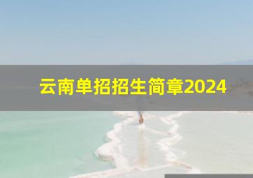 云南单招招生简章2024