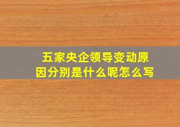 五家央企领导变动原因分别是什么呢怎么写