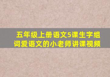 五年级上册语文5课生字组词爱语文的小老师讲课视频