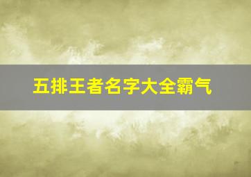 五排王者名字大全霸气