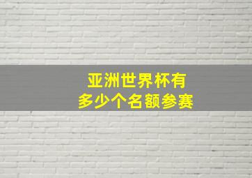 亚洲世界杯有多少个名额参赛