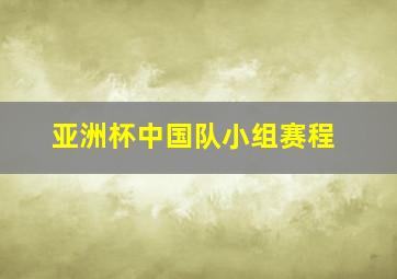 亚洲杯中国队小组赛程