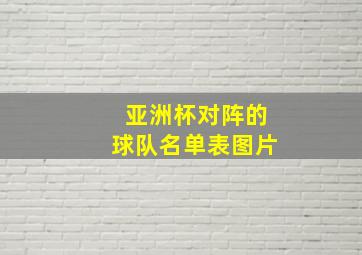 亚洲杯对阵的球队名单表图片