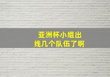 亚洲杯小组出线几个队伍了啊