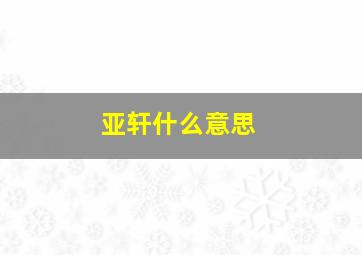 亚轩什么意思