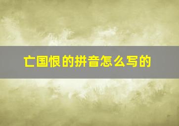 亡国恨的拼音怎么写的