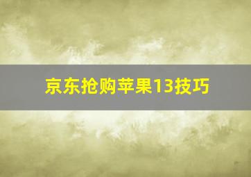 京东抢购苹果13技巧