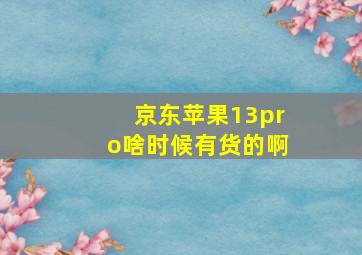 京东苹果13pro啥时候有货的啊