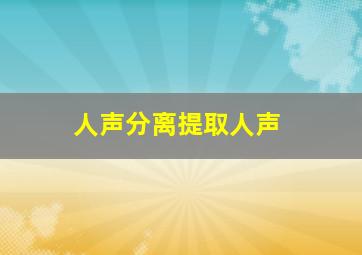 人声分离提取人声