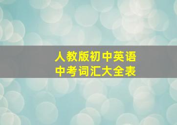 人教版初中英语中考词汇大全表