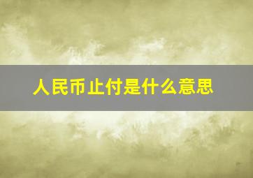 人民币止付是什么意思