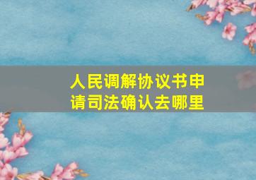 人民调解协议书申请司法确认去哪里