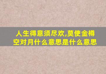 人生得意须尽欢,莫使金樽空对月什么意思是什么意思