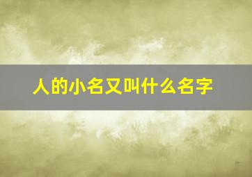 人的小名又叫什么名字