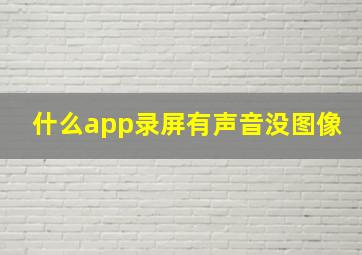 什么app录屏有声音没图像