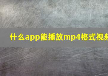 什么app能播放mp4格式视频