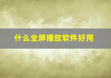 什么全屏播放软件好用