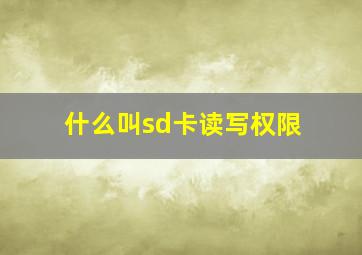 什么叫sd卡读写权限