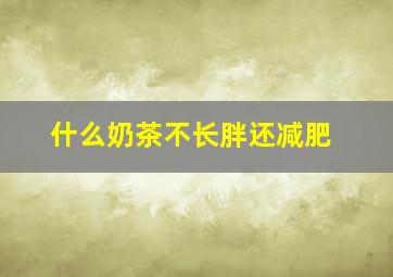 什么奶茶不长胖还减肥