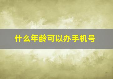 什么年龄可以办手机号