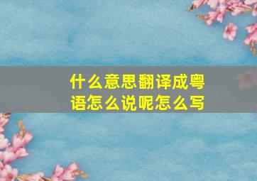 什么意思翻译成粤语怎么说呢怎么写