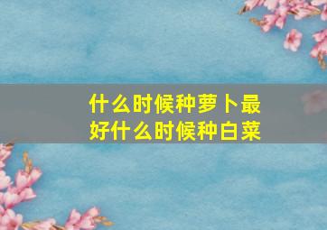 什么时候种萝卜最好什么时候种白菜