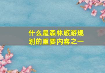 什么是森林旅游规划的重要内容之一