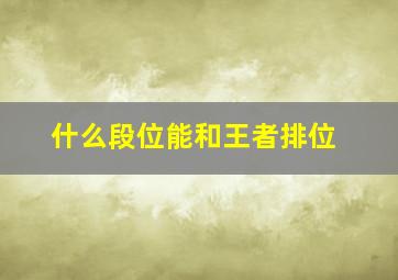 什么段位能和王者排位