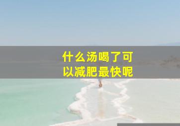 什么汤喝了可以减肥最快呢