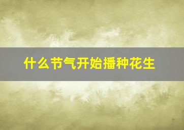 什么节气开始播种花生