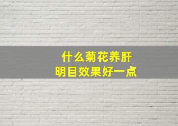 什么菊花养肝明目效果好一点