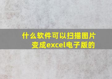 什么软件可以扫描图片变成excel电子版的