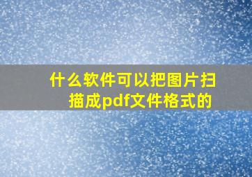 什么软件可以把图片扫描成pdf文件格式的