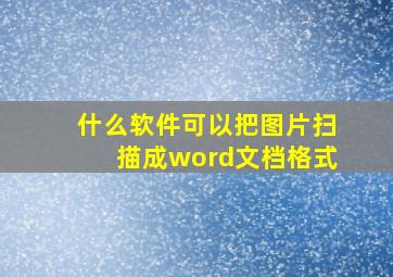 什么软件可以把图片扫描成word文档格式