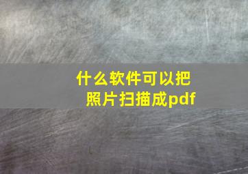 什么软件可以把照片扫描成pdf