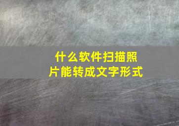 什么软件扫描照片能转成文字形式