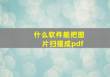 什么软件能把图片扫描成pdf